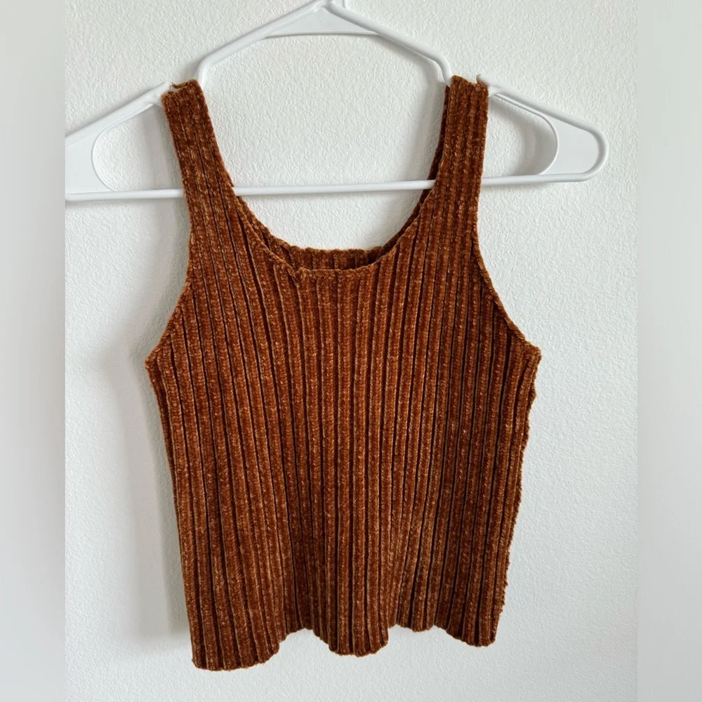 Art Class Girls Crop Top Tank Sweater Rusty Brown Size L (10/12)